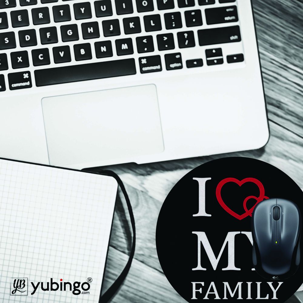 I Love My Family Mouse Pad (Round)-Image4