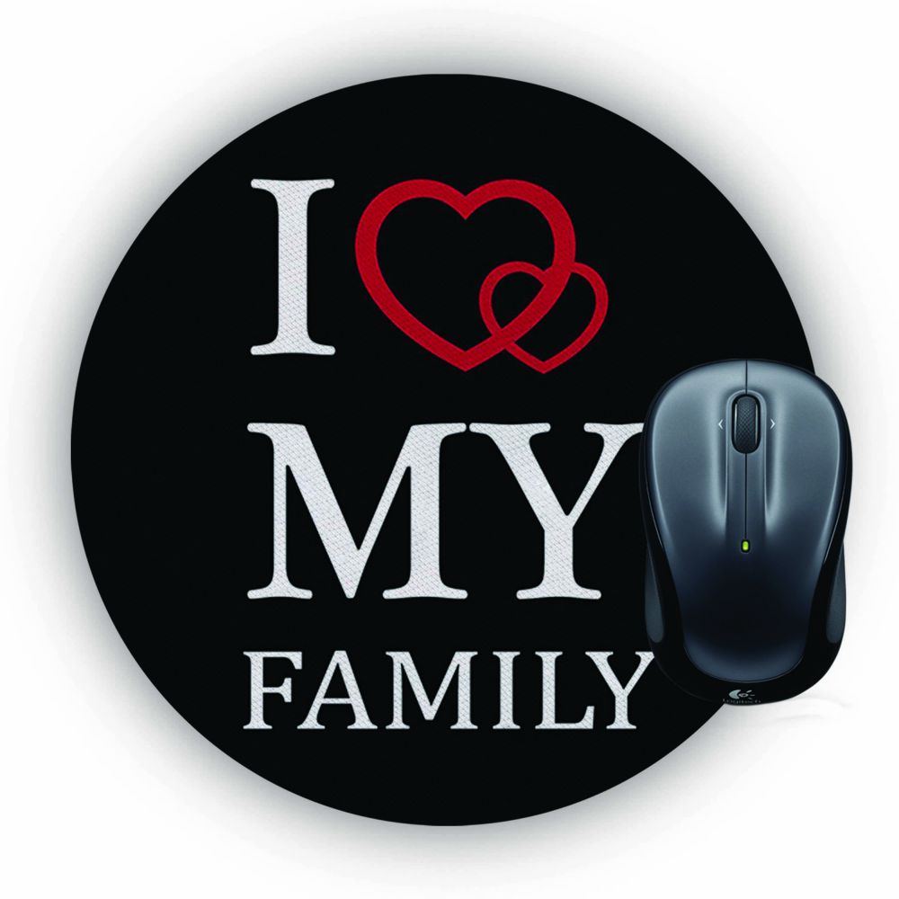 I Love My Family Mouse Pad (Round)