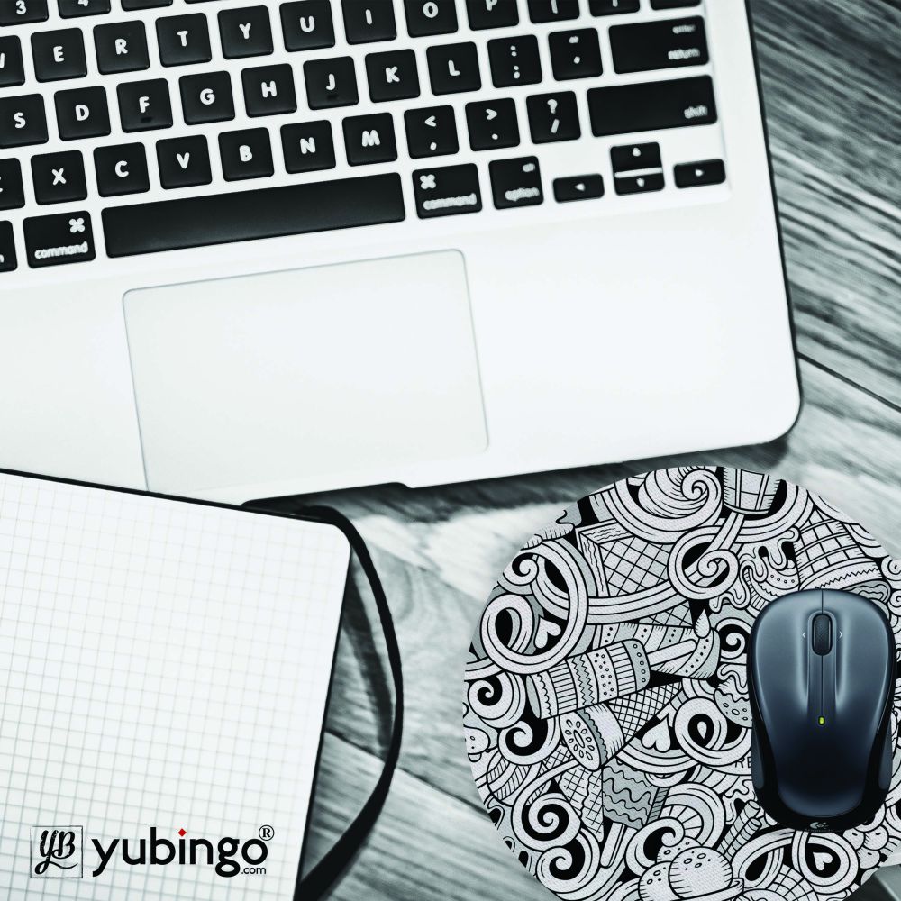 Ice Cream Sketch Mouse Pad (Round)-Image4