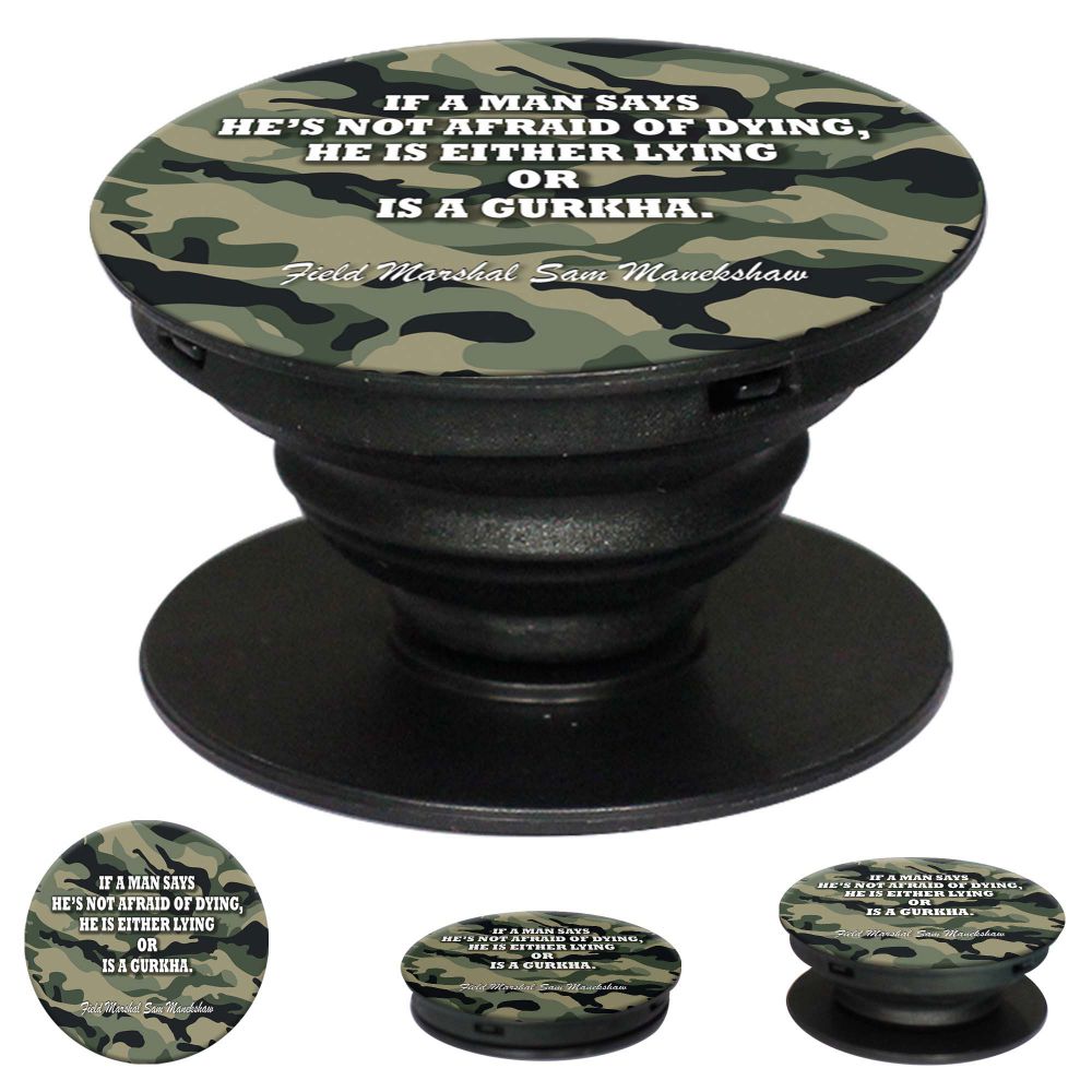 Indian Army Quote Mobile Grip Stand (Black)-Image2