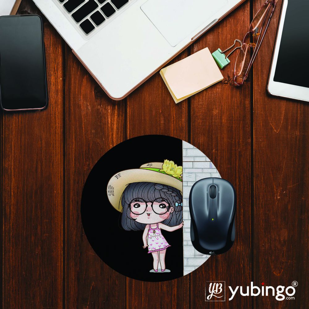 Innocent Girl Mouse Pad (Round)-Image2