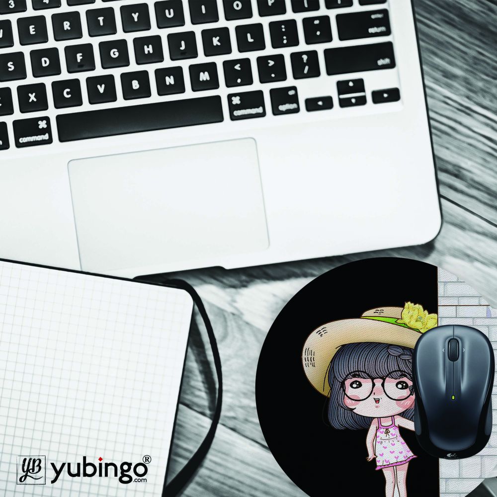 Innocent Girl Mouse Pad (Round)-Image4