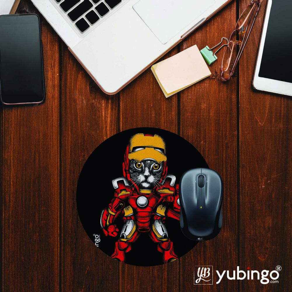 Iron Cat Mouse Pad (Round)-Image2