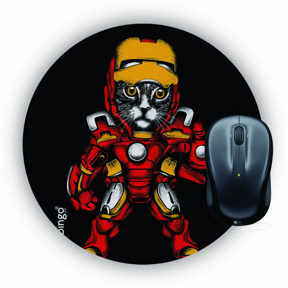 Iron Cat Mouse Pad (Round)