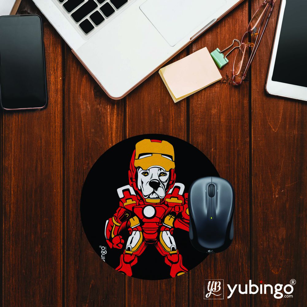 Iron Dog Mouse Pad (Round)-Image2