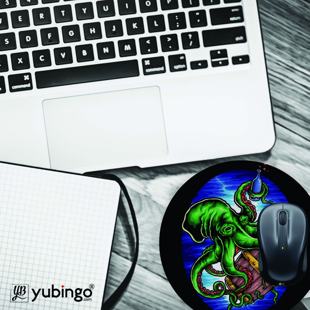 King Octopus Mouse Pad (Round)-Image4