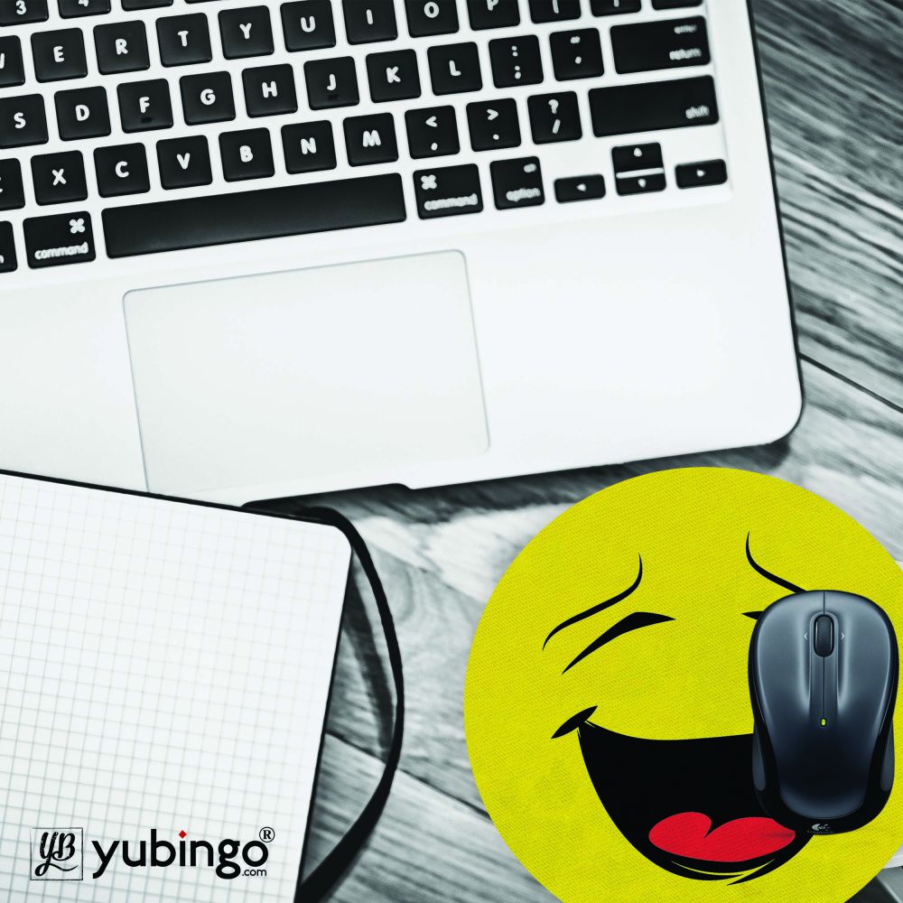 Laughing Smiley Mouse Pad (Round)-Image4