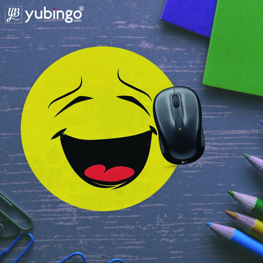 Laughing Smiley Mouse Pad (Round)-Image5