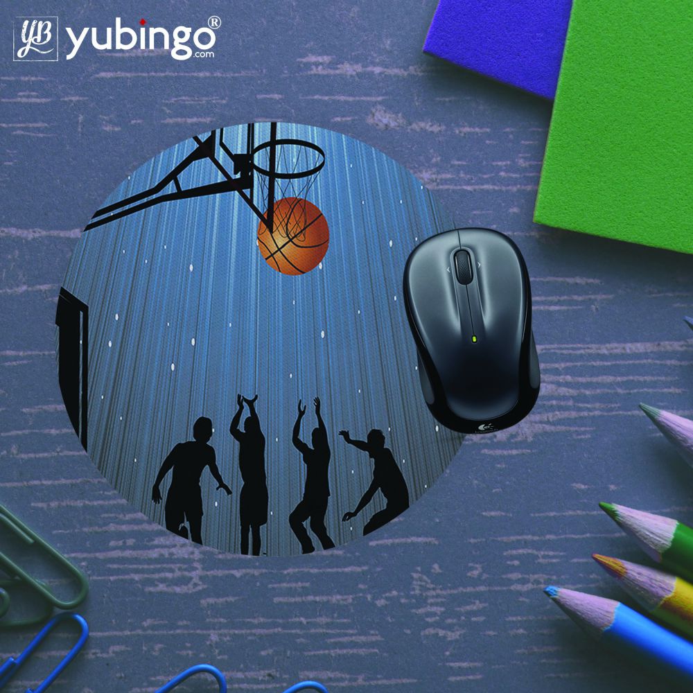 Let's Play Basketball Mouse Pad (Round)-Image5
