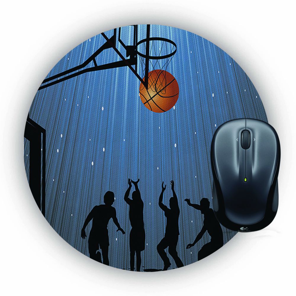 Let's Play Basketball Mouse Pad (Round)