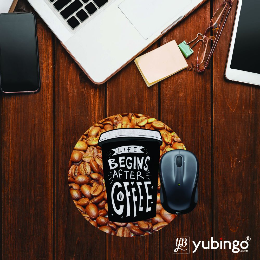 Life Begins after Coffee Mouse Pad (Round)
