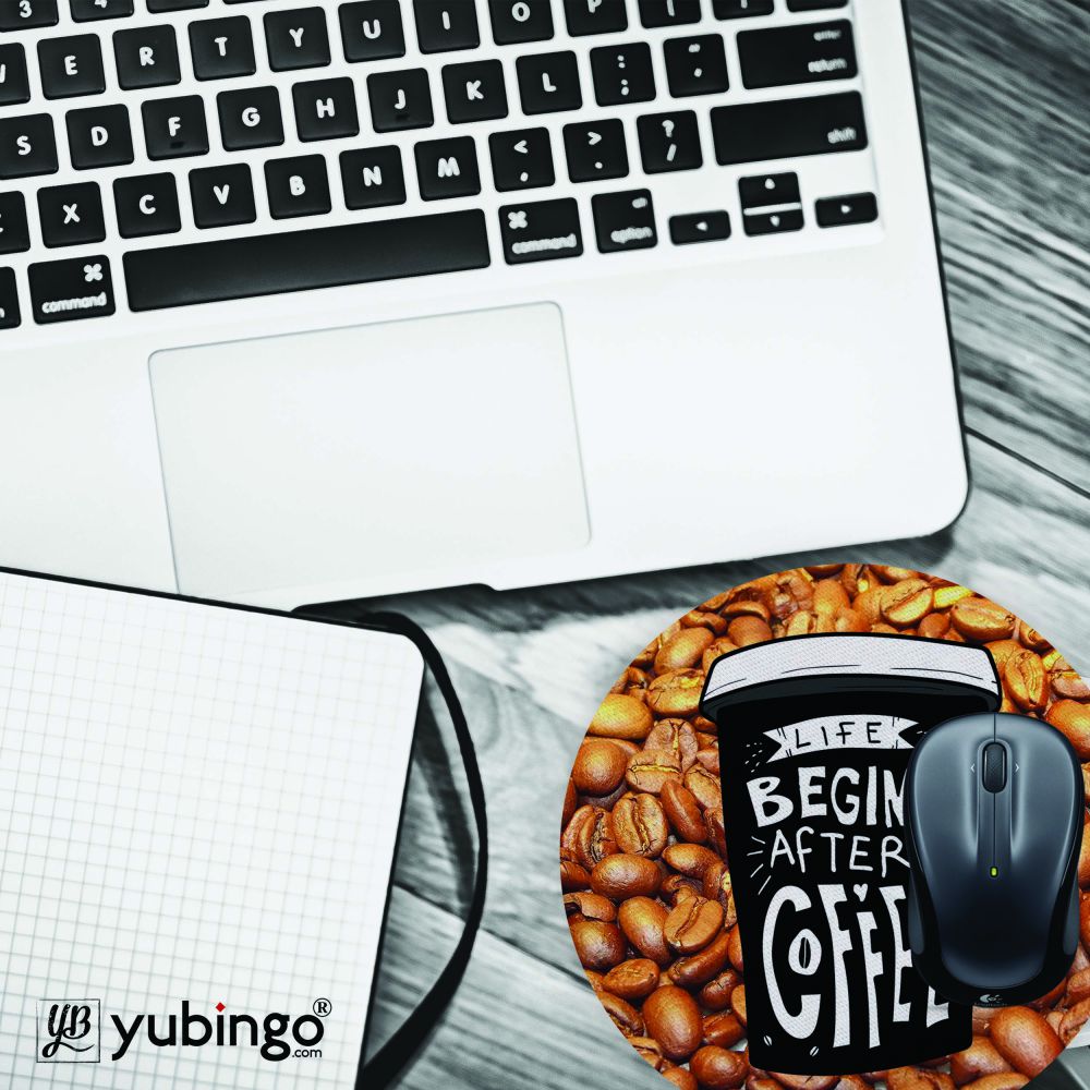 Life Begins after Coffee Mouse Pad (Round)-Image4
