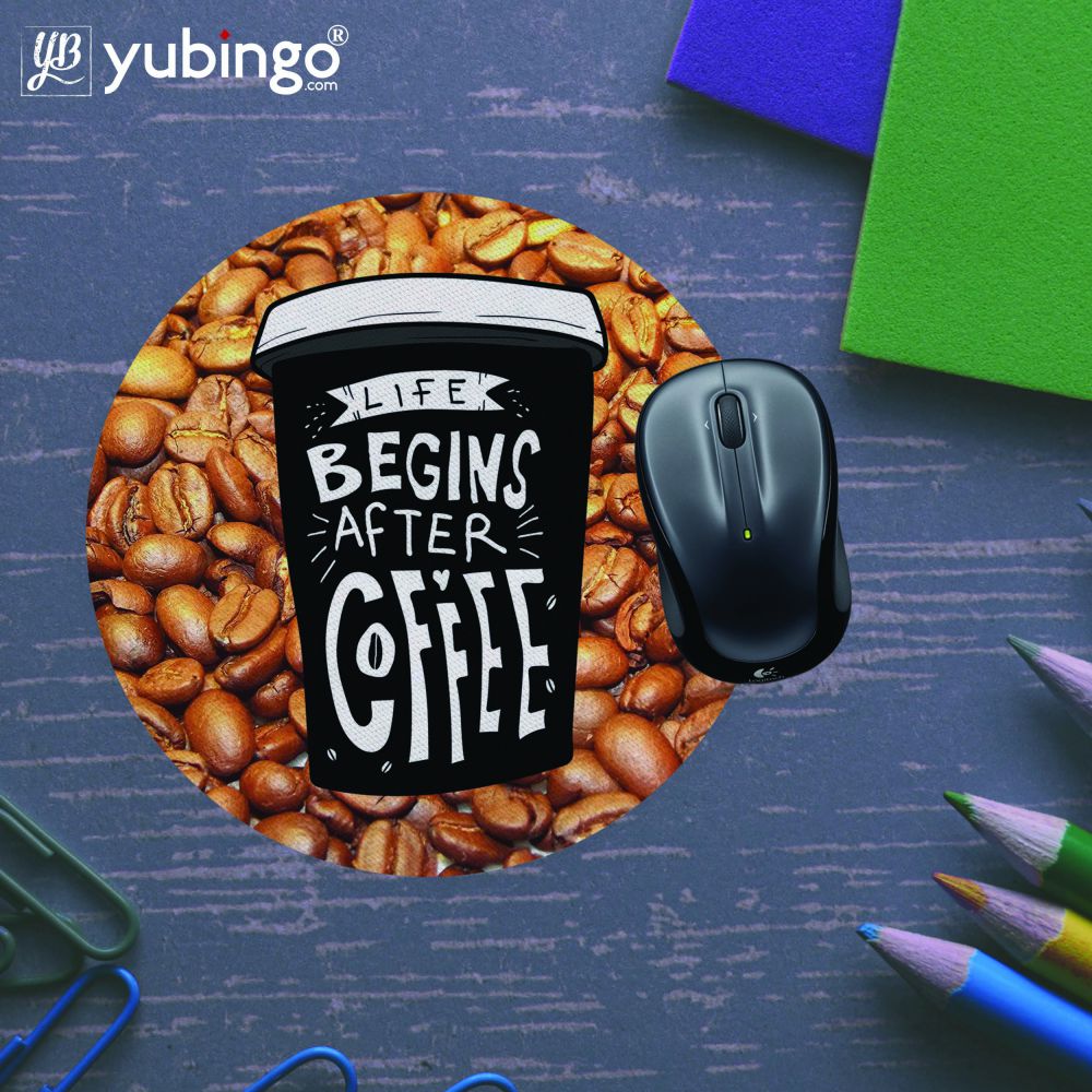 Life Begins after Coffee Mouse Pad (Round)-Image5