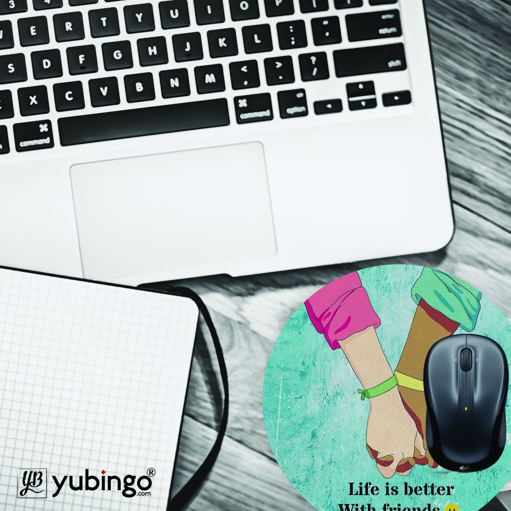 Life is Better with Friends Mouse Pad (Round)-Image4