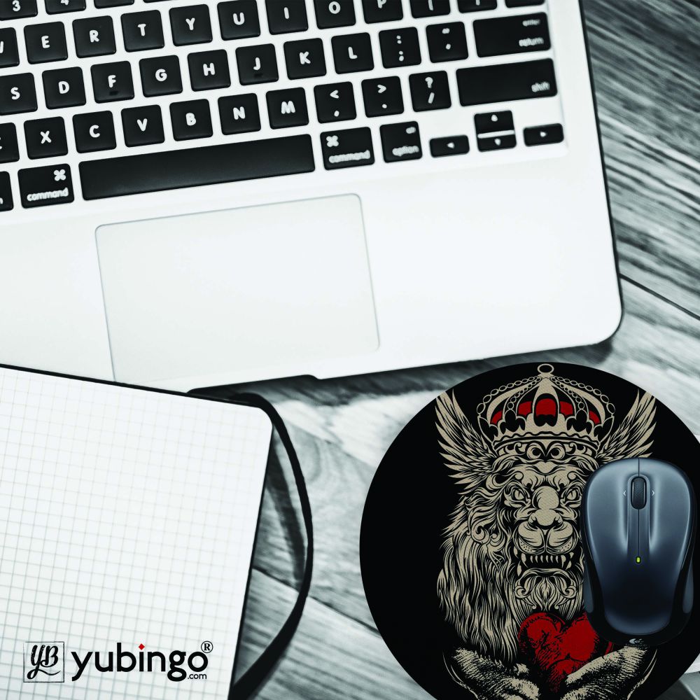 Lion Heart Mouse Pad (Round)-Image4