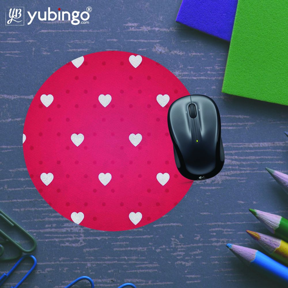 Little Hearts Mouse Pad (Round)-Image5