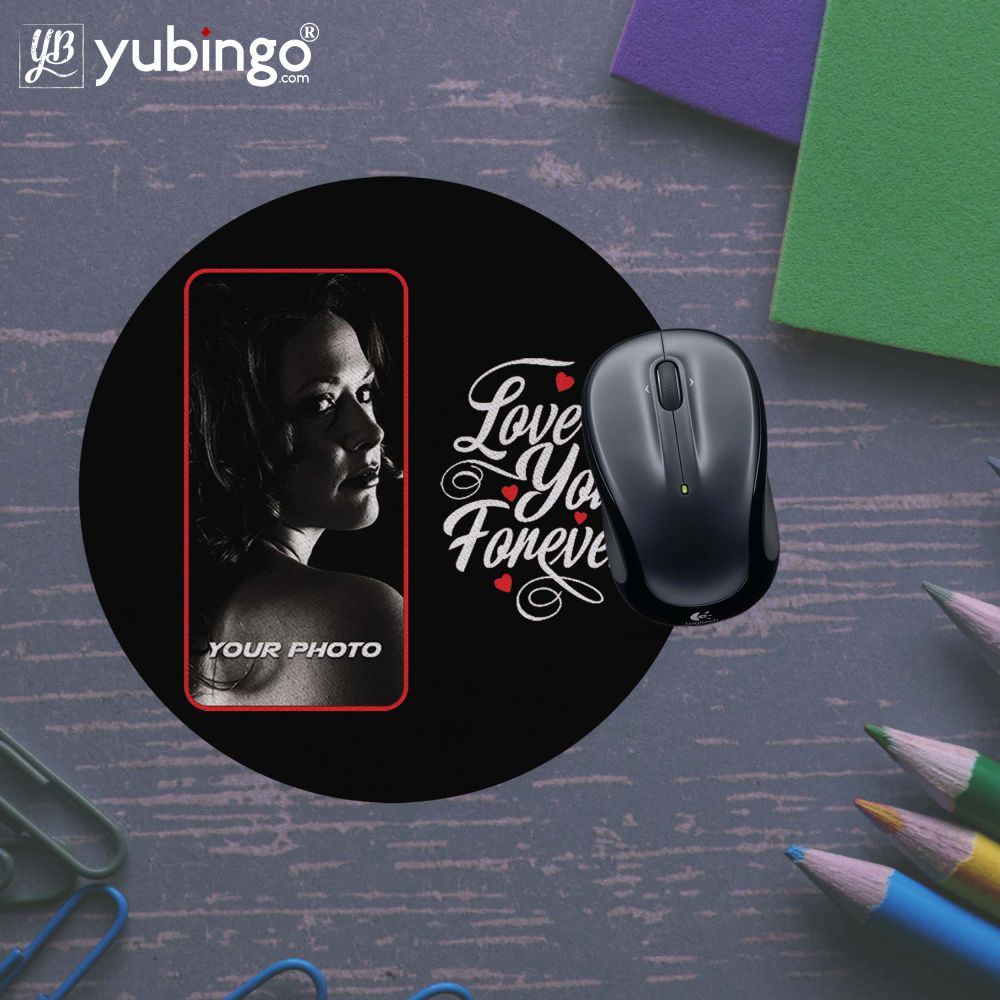 Love Forever With Photo Mouse Pad (Round)-Image5
