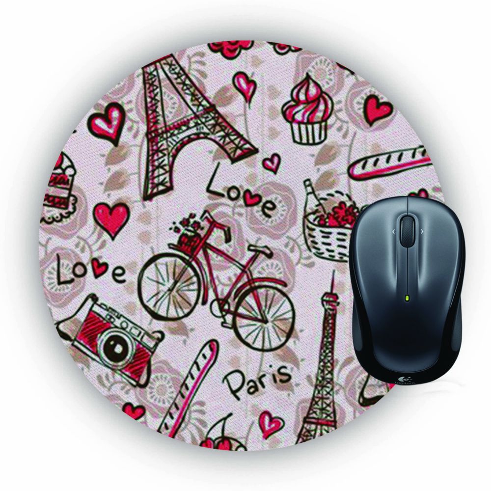 Love In Paris Mouse Pad (Round)