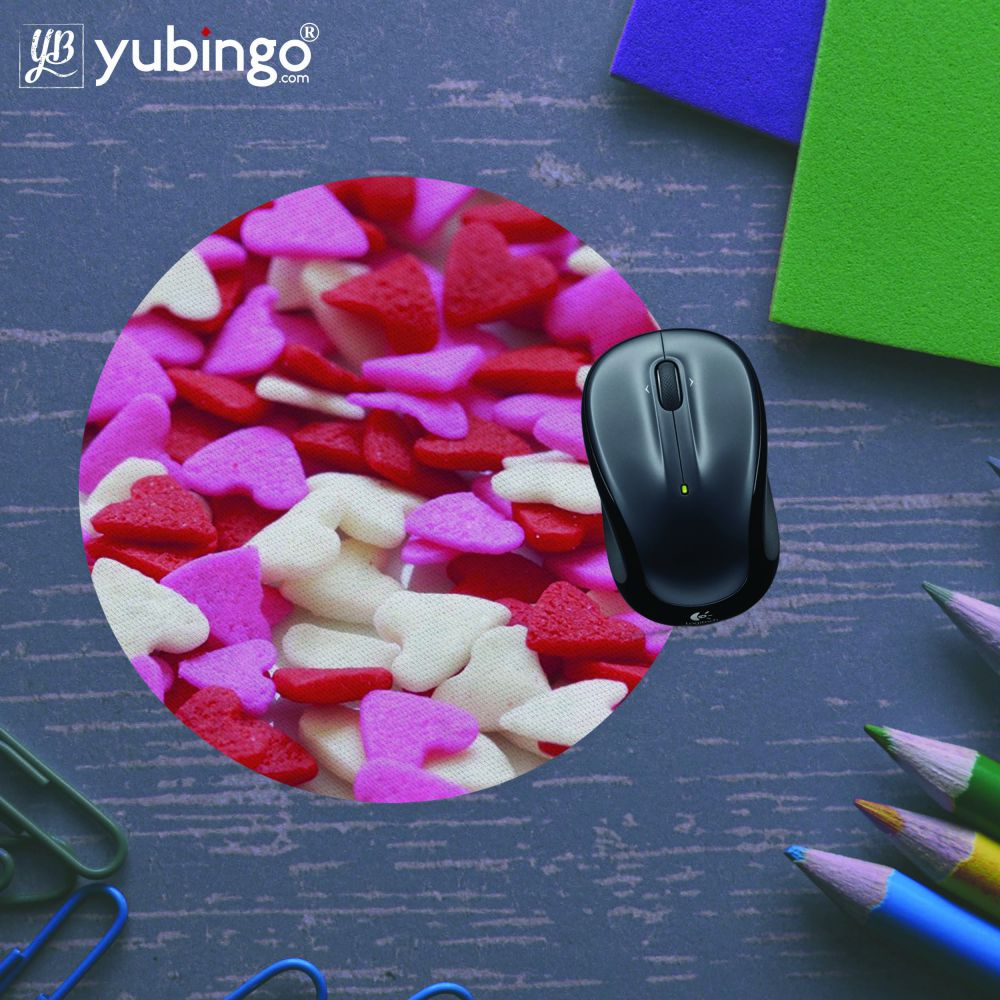 Love Pattern Mouse Pad (Round)-Image5