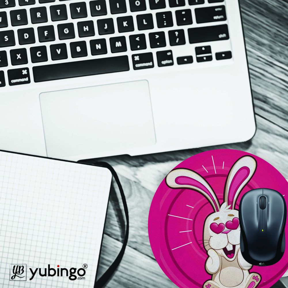 Love Rabbit Mouse Pad (Round)-Image4