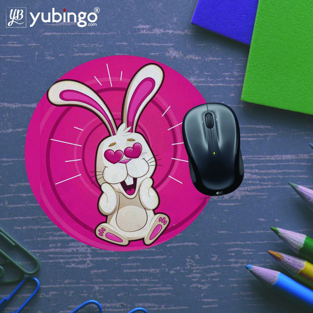 Love Rabbit Mouse Pad (Round)-Image5