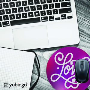 Love Typography Mouse Pad (Round)-Image4