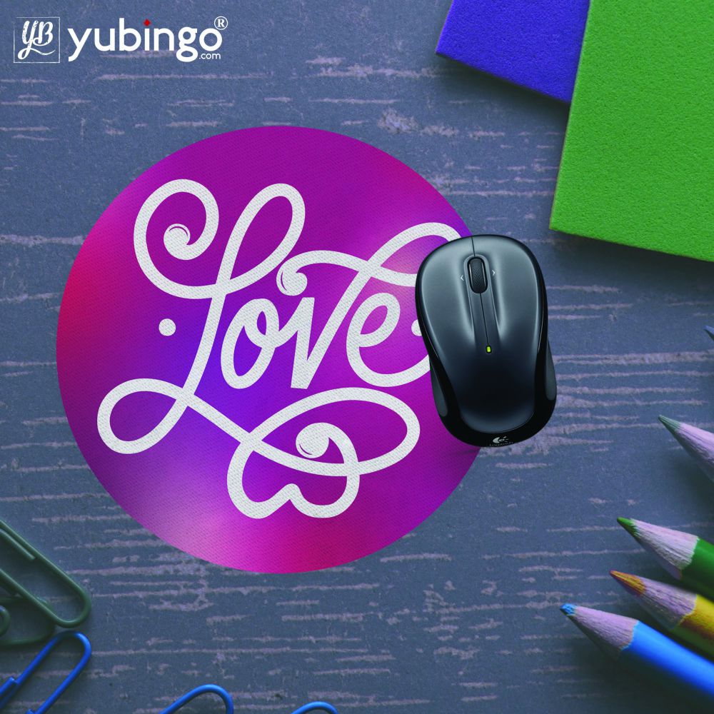 Love Typography Mouse Pad (Round)-Image5