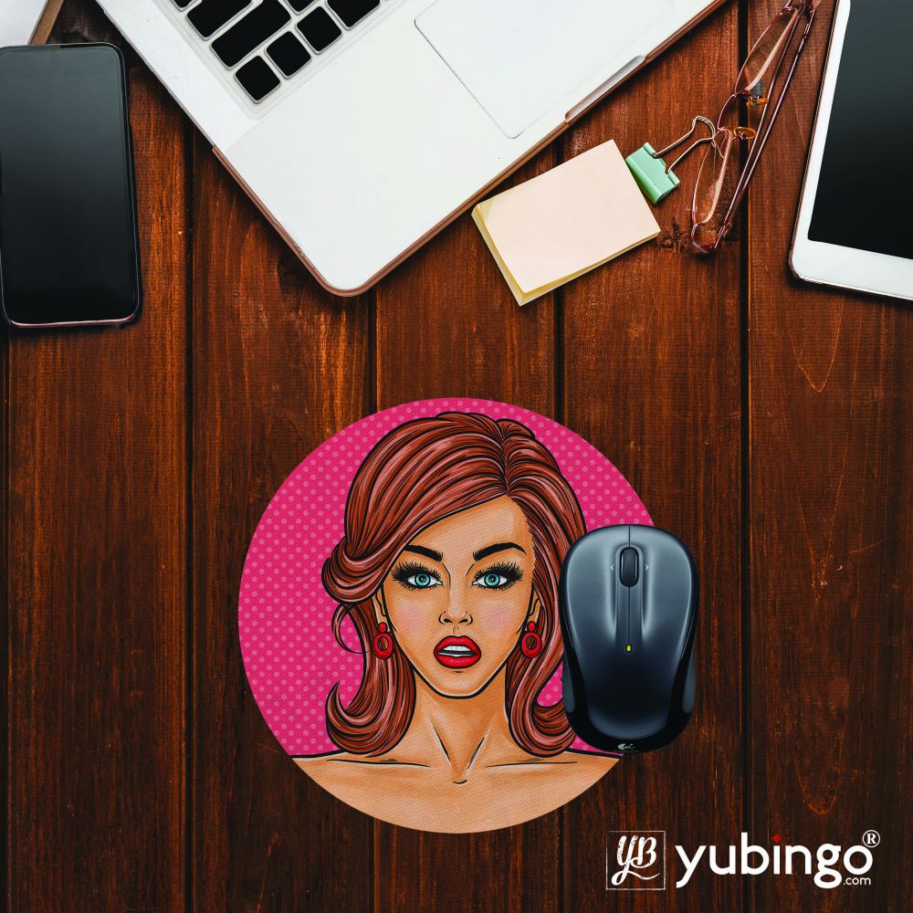 Lovely Girl Mouse Pad (Round)-Image2