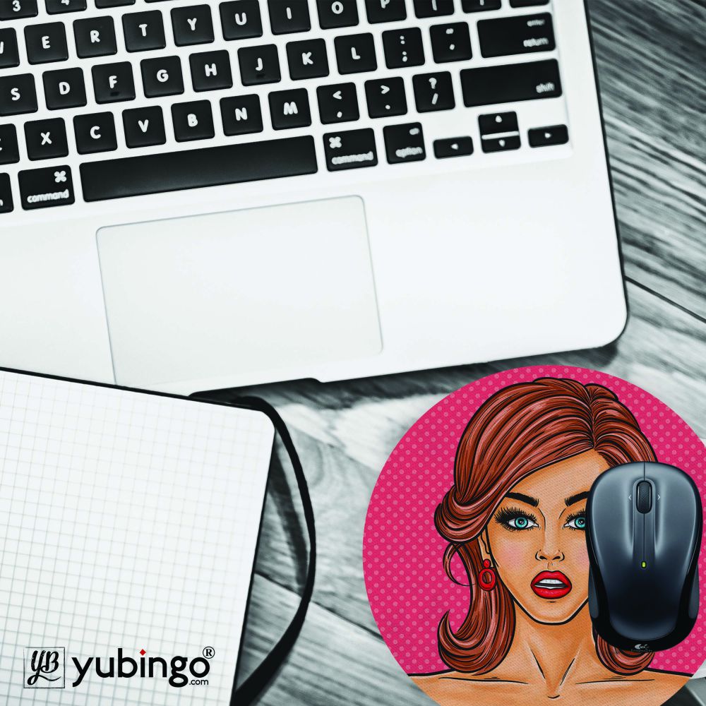 Lovely Girl Mouse Pad (Round)-Image4
