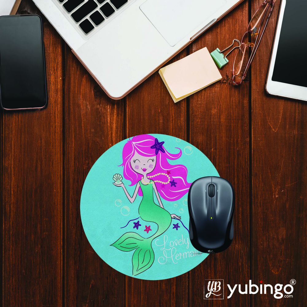 Lovely Mermaid Mouse Pad (Round)