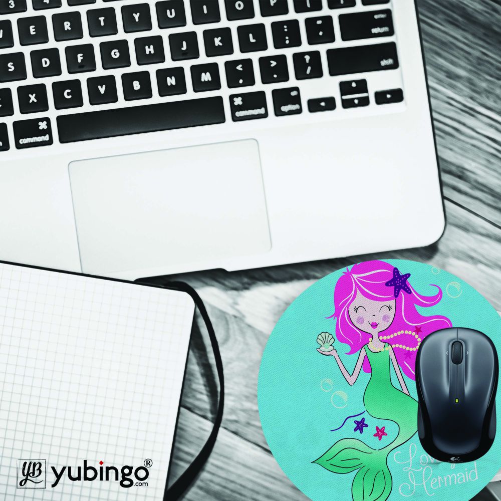 Lovely Mermaid Mouse Pad (Round)-Image4