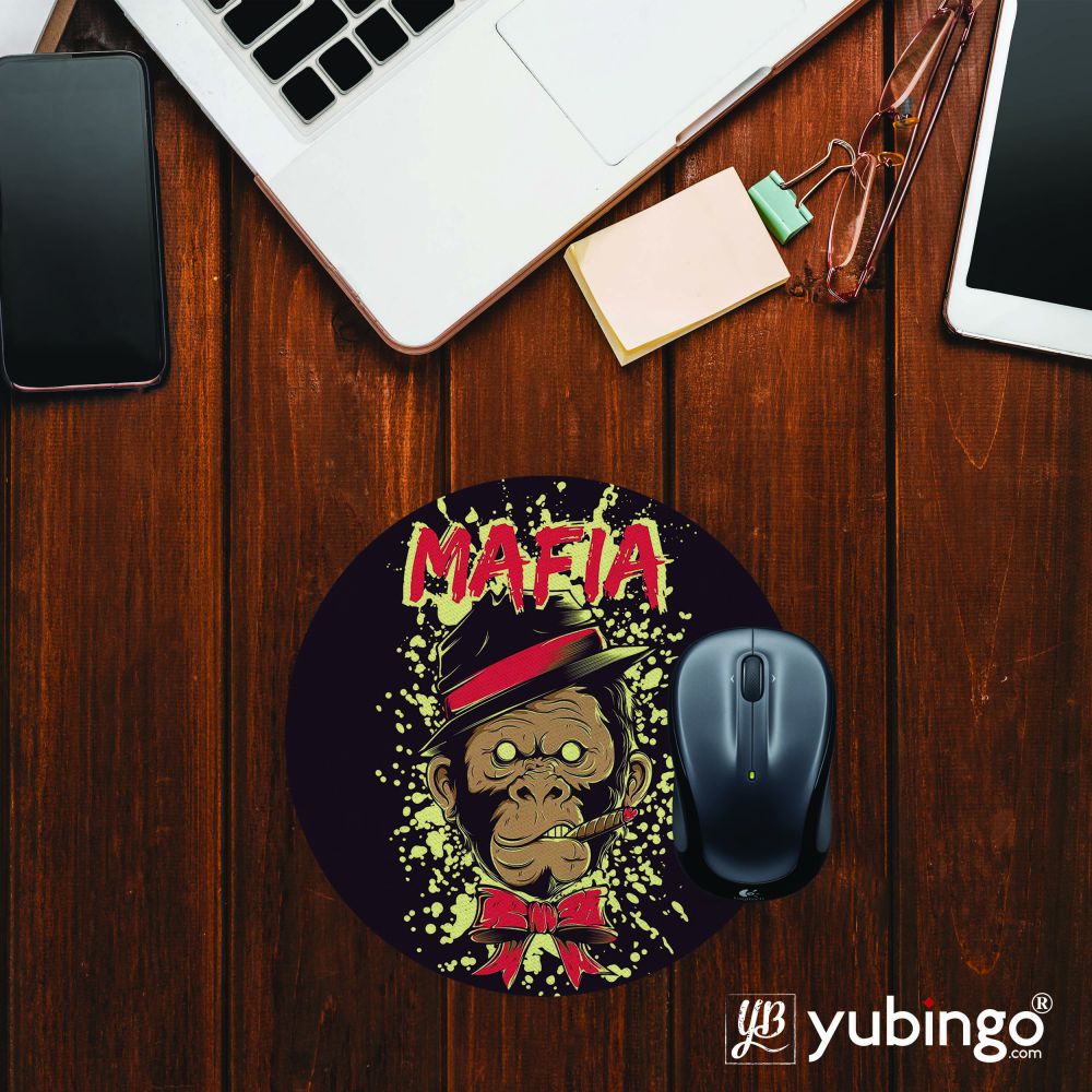 Mafia Monkey Mouse Pad (Round)-Image2