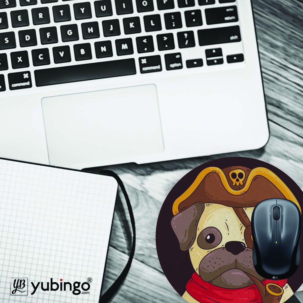 Mafia Pug Mouse Pad (Round)-Image4