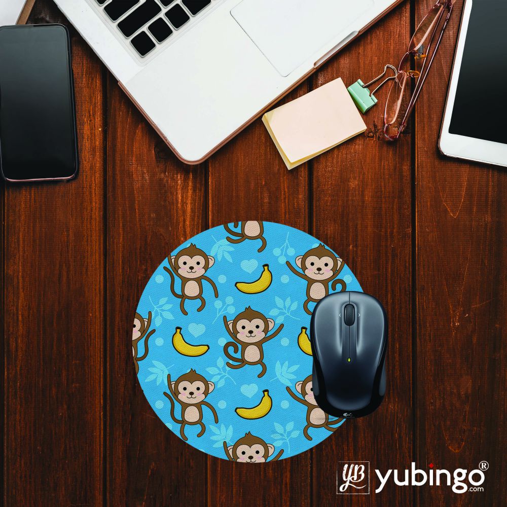 Monkey Banana Pattern Mouse Pad (Round)