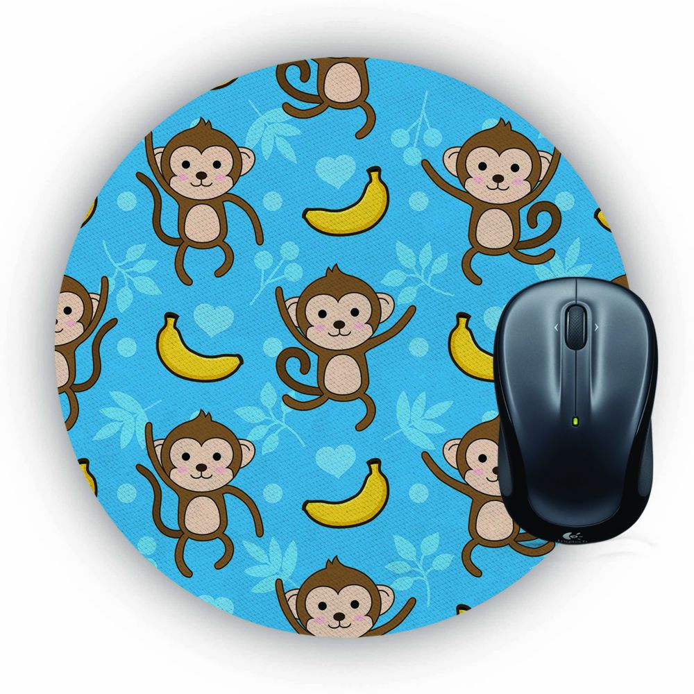 Monkey Banana Pattern Mouse Pad (Round)