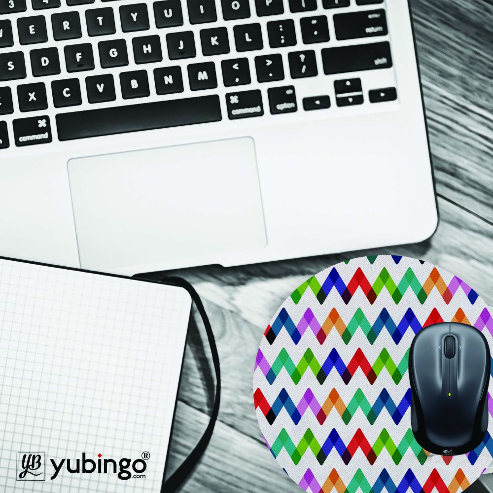 Multicolour Zig Zag Mouse Pad (Round)-Image4
