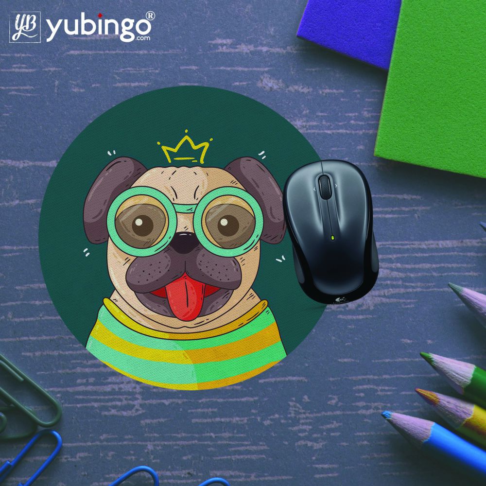 Naughty Pug Mouse Pad (Round)-Image5