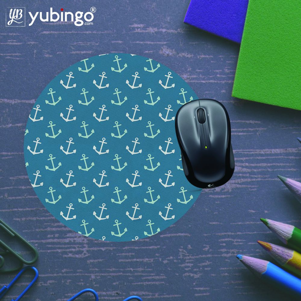 Nautical Pattern Mouse Pad (Round)-Image5