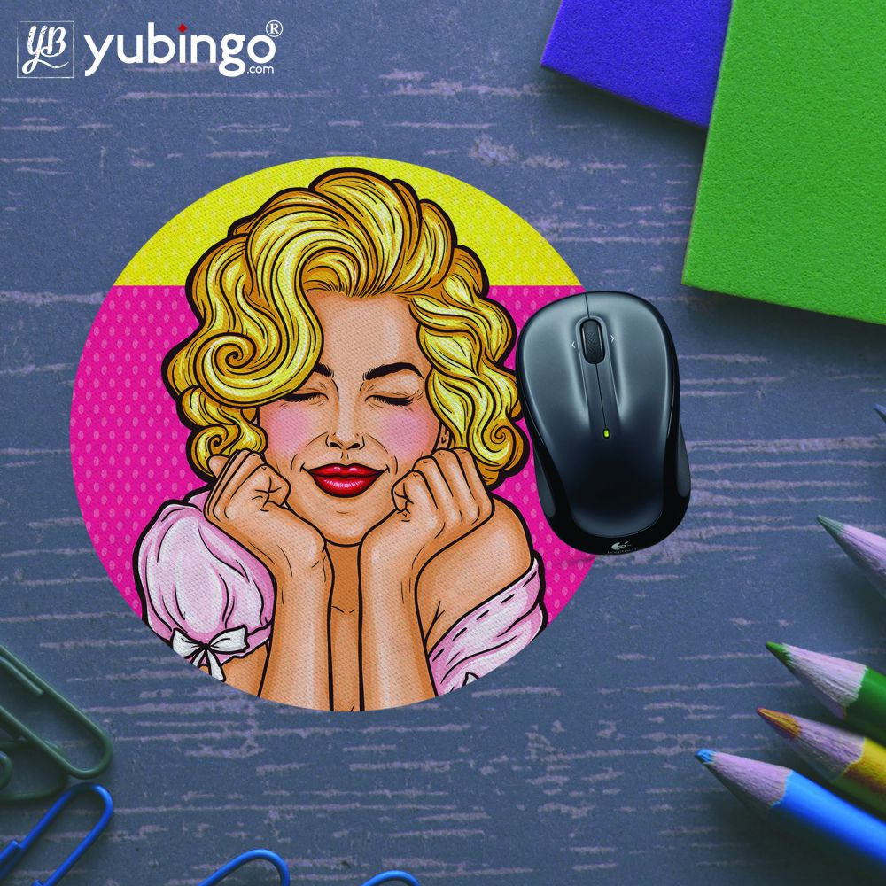 Peaceful Girl Mouse Pad (Round)-Image5