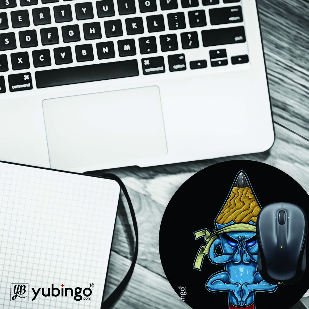 Pencil Monk Mouse Pad (Round)-Image4