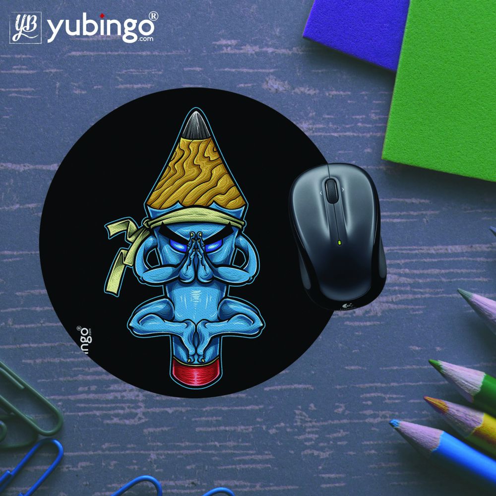 Pencil Monk Mouse Pad (Round)-Image5