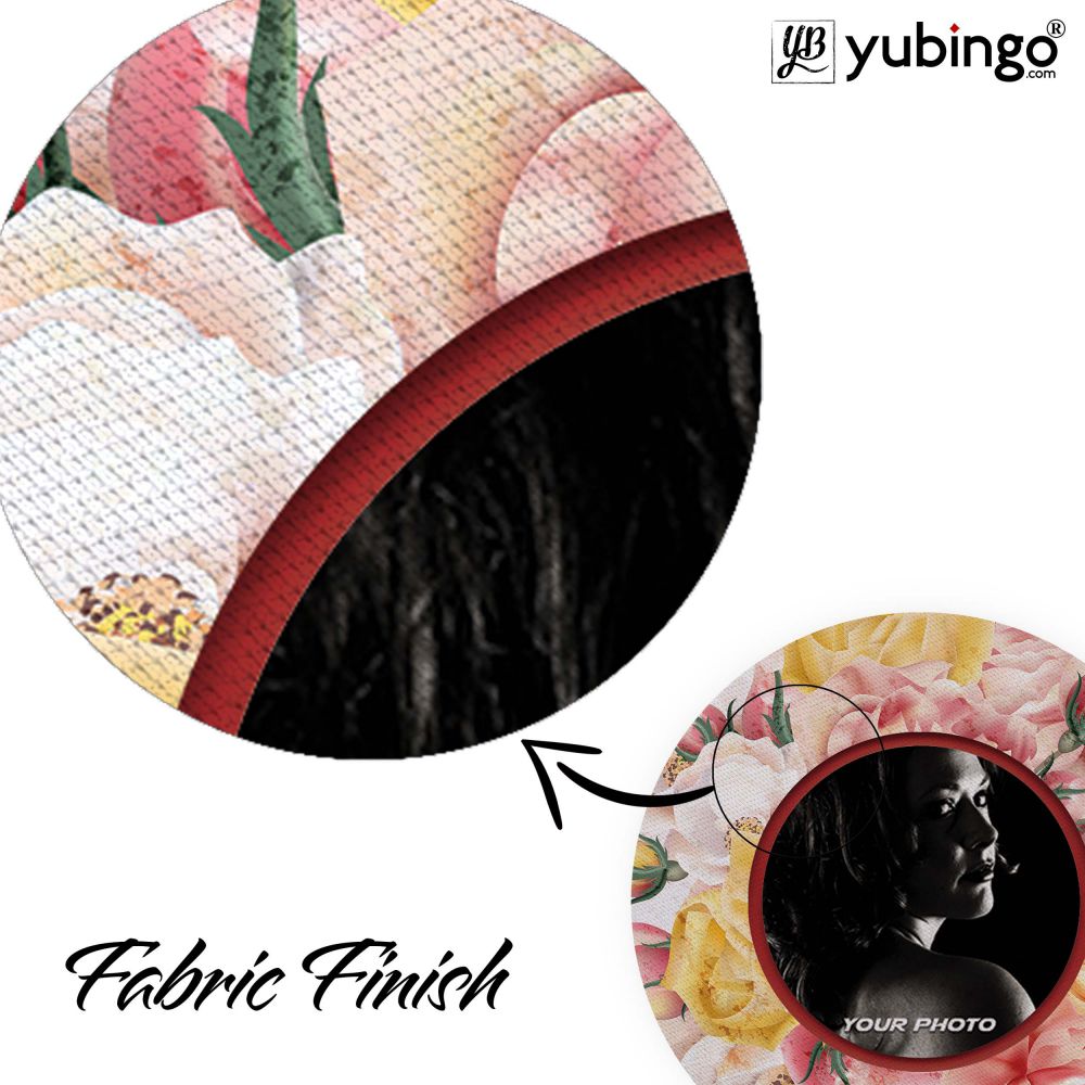 Photo on Flowers Background Mouse Pad (Round)-Image3