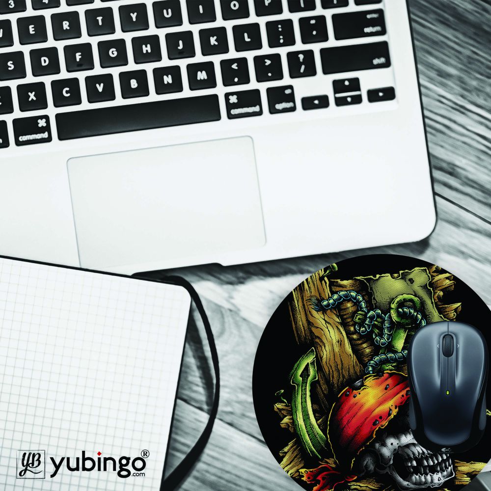 Pirate Skull Mouse Pad (Round)-Image4