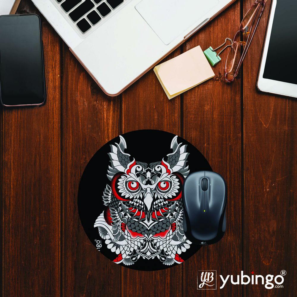Polynesian Owl Mouse Pad (Round)