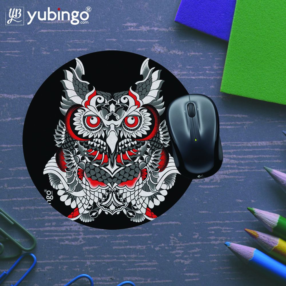 Polynesian Owl Mouse Pad (Round)-Image5