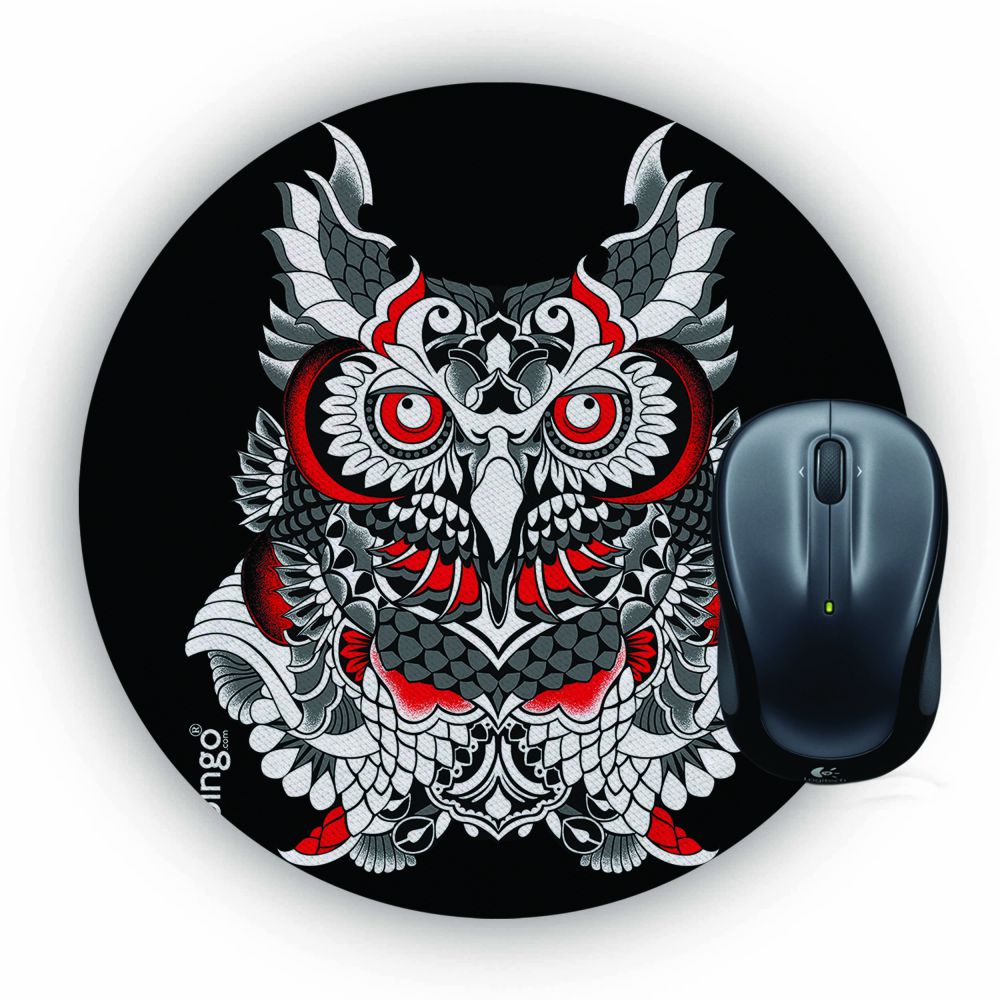 Polynesian Owl Mouse Pad (Round)