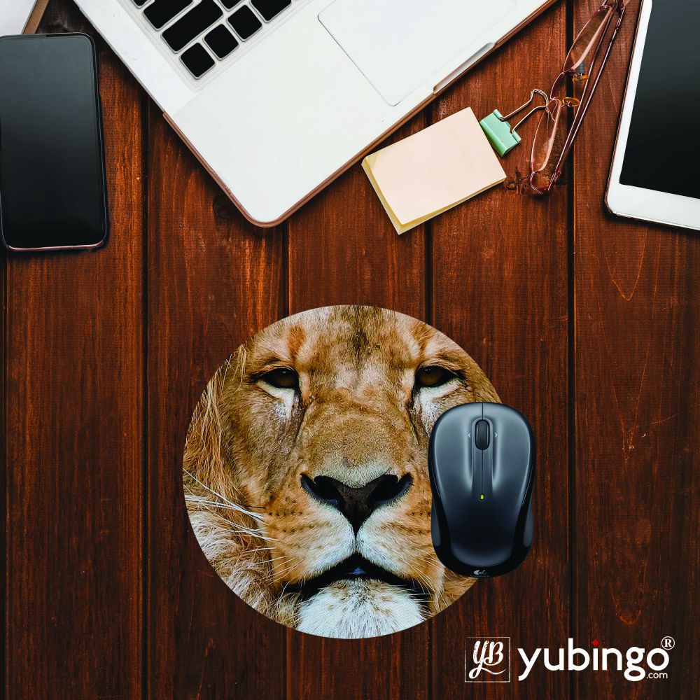 Portrait of Lion Mouse Pad (Round)-Image2