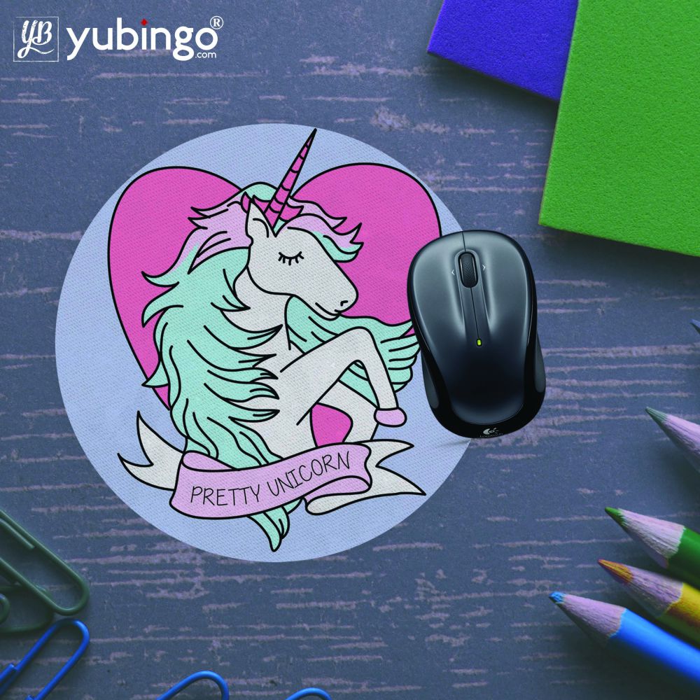 Pretty Unicorn Mouse Pad (Round)-Image5