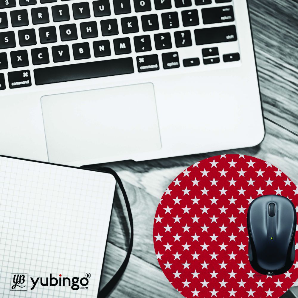 Red Stars Mouse Pad (Round)-Image4