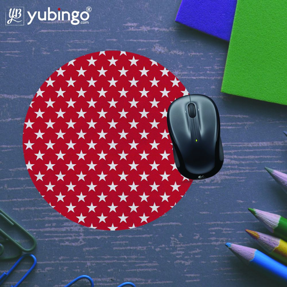 Red Stars Mouse Pad (Round)-Image5